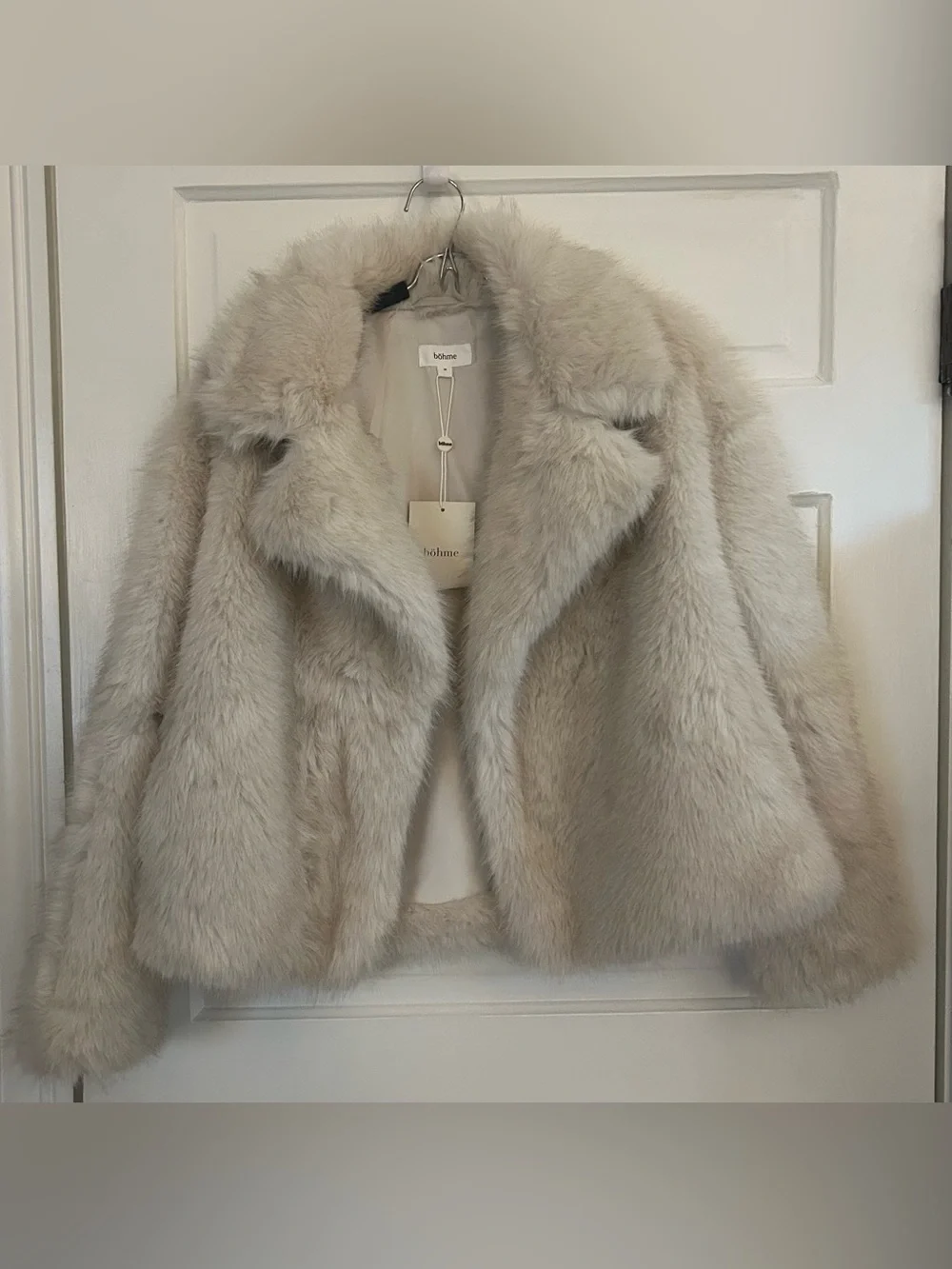 bohme Jordan Cream Plush Faux Fur Jacket